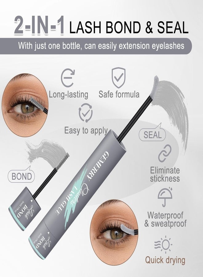GEMERRY Lash Bond and Seal Waterproof,Gray Bond & Seal Eyelash Glue for Eyelash Clusters Bond and Seal 2-in-1 Home Use Strong Hold 72H (5ml+5ml,Gray) - Image 3